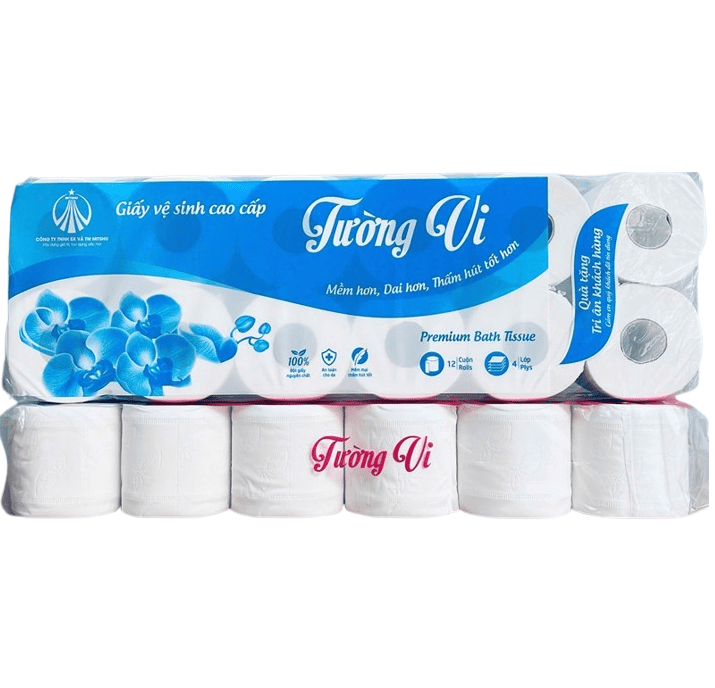 Giấy vệ sinh cao cấp Tường Vi màu xanh